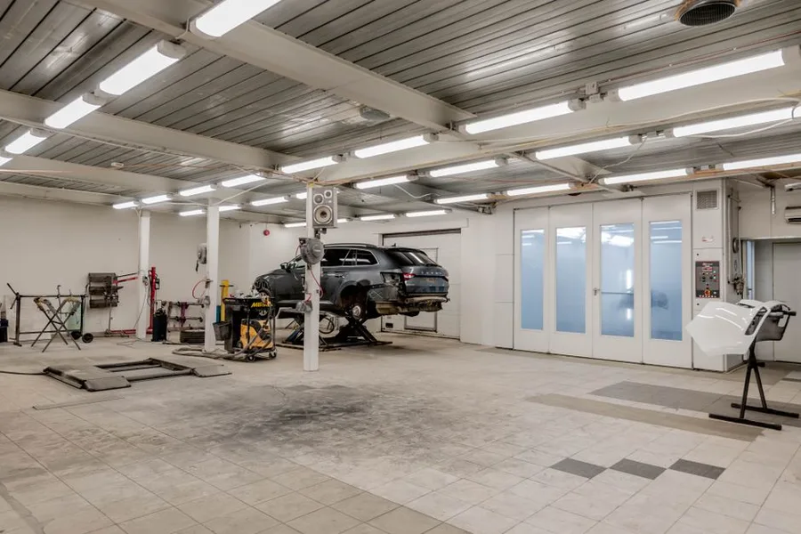 The service bays seen from above