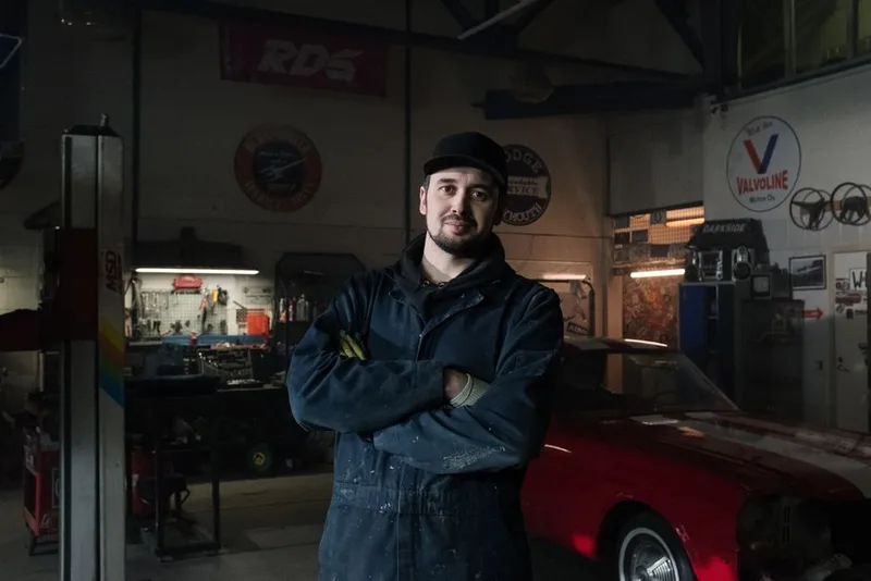 Tobias Amari, technician, in the shop