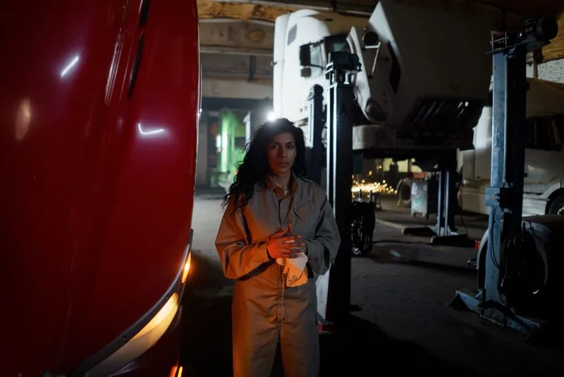 Wren Castellanos, technician, in the shop